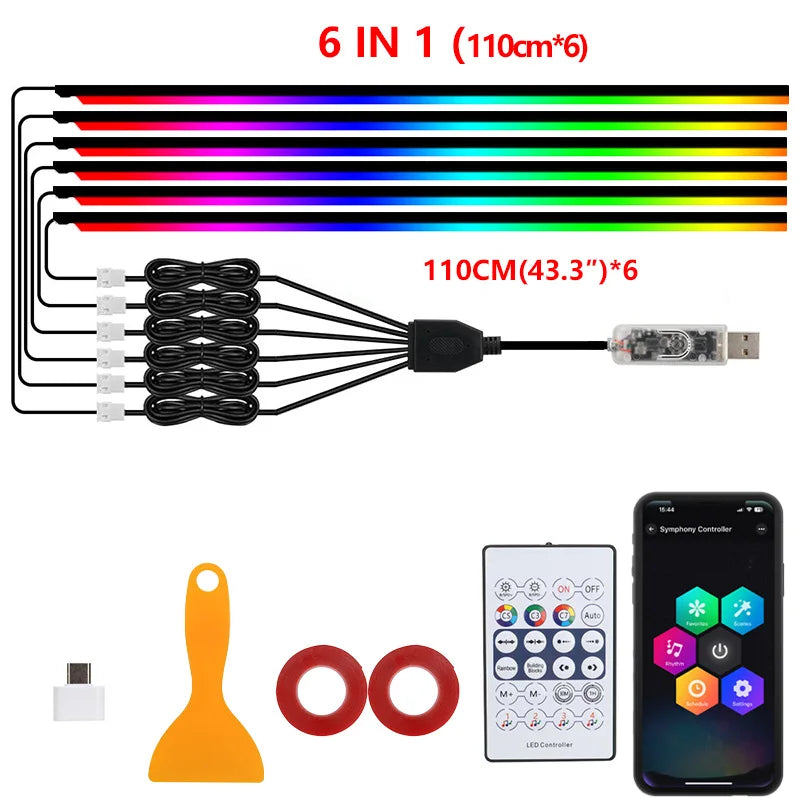 RGB Car Ambient Light Kit with App Control