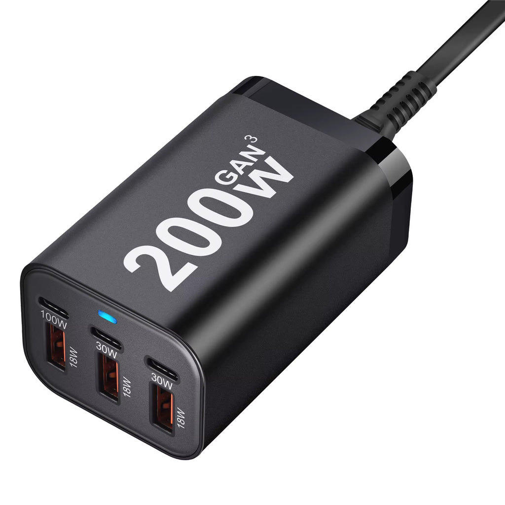 200W GaN Fast Charger with 6 USB Ports
