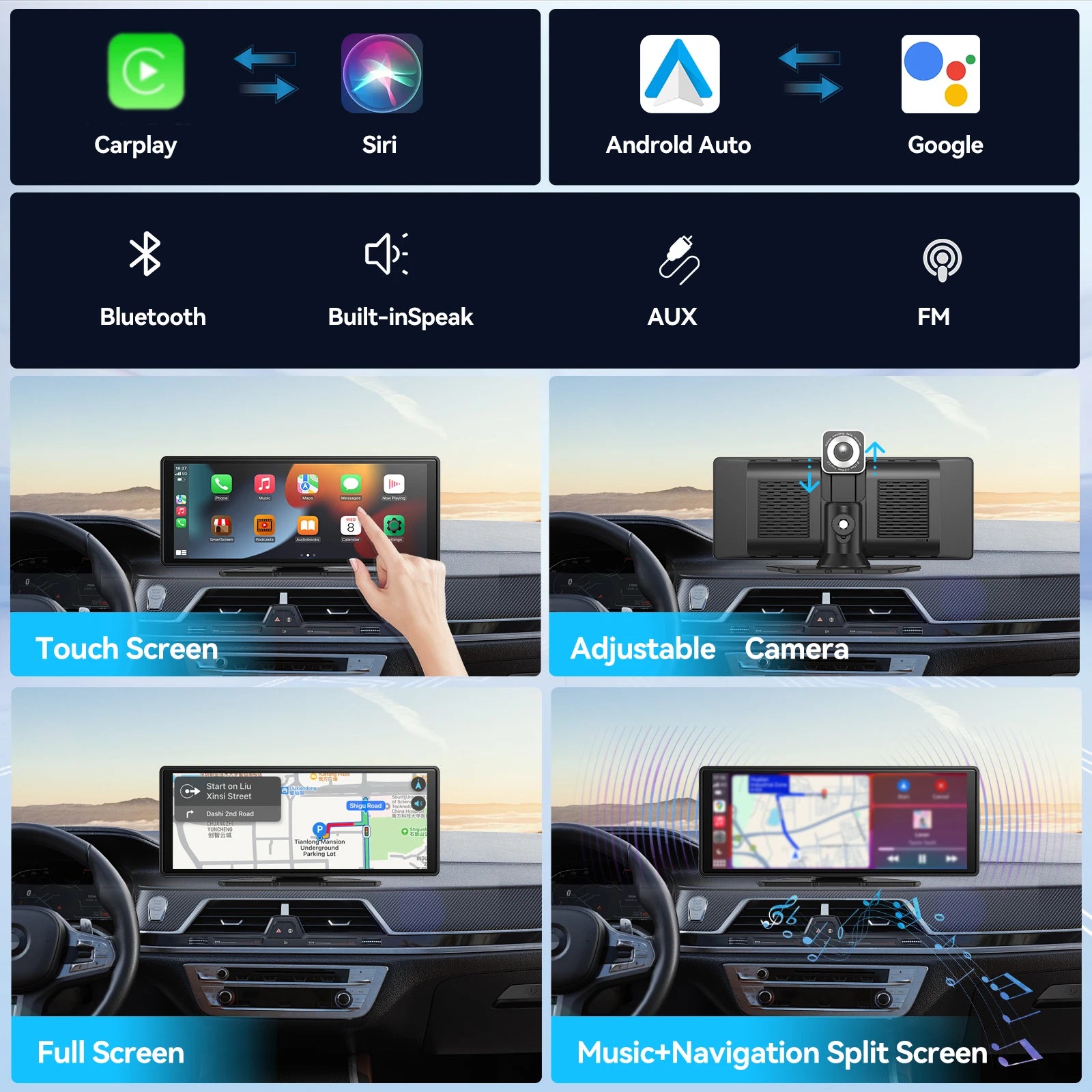 Wireless CarPlay Touchscreen Display