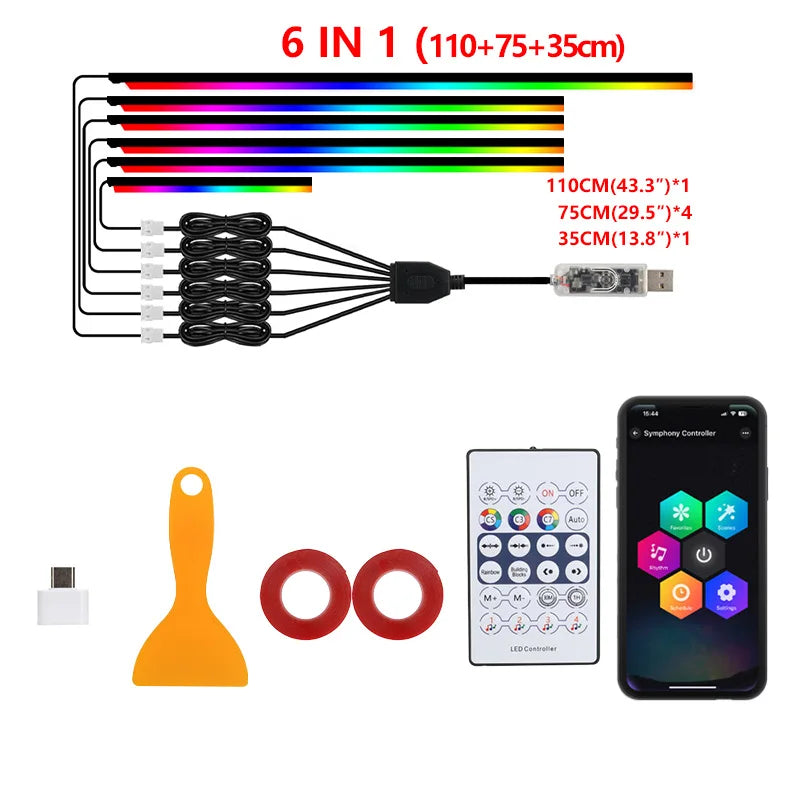 RGB Car Ambient Light Kit with App Control