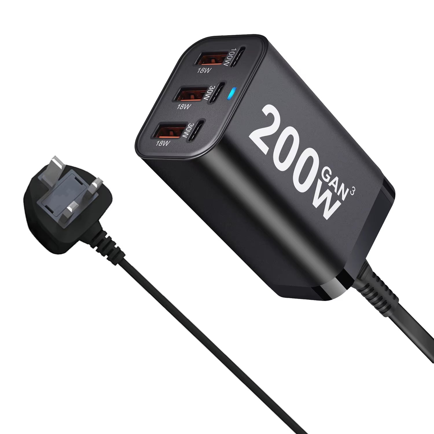200W GaN Fast Charger with 6 USB Ports