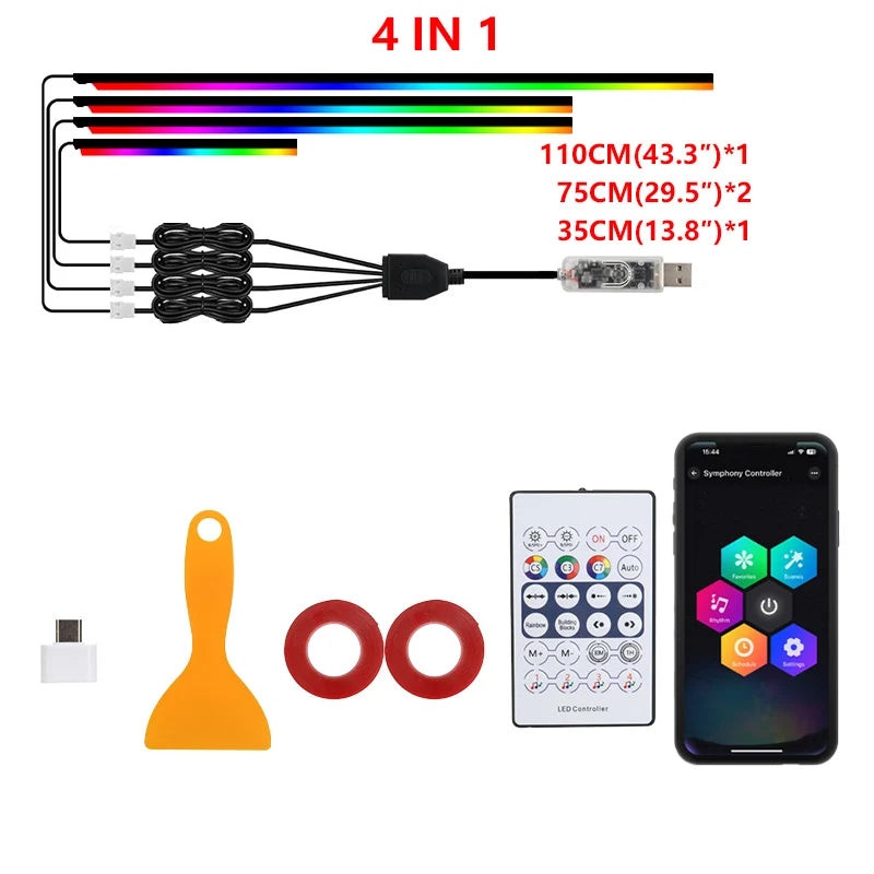 RGB Car Ambient Light Kit with App Control