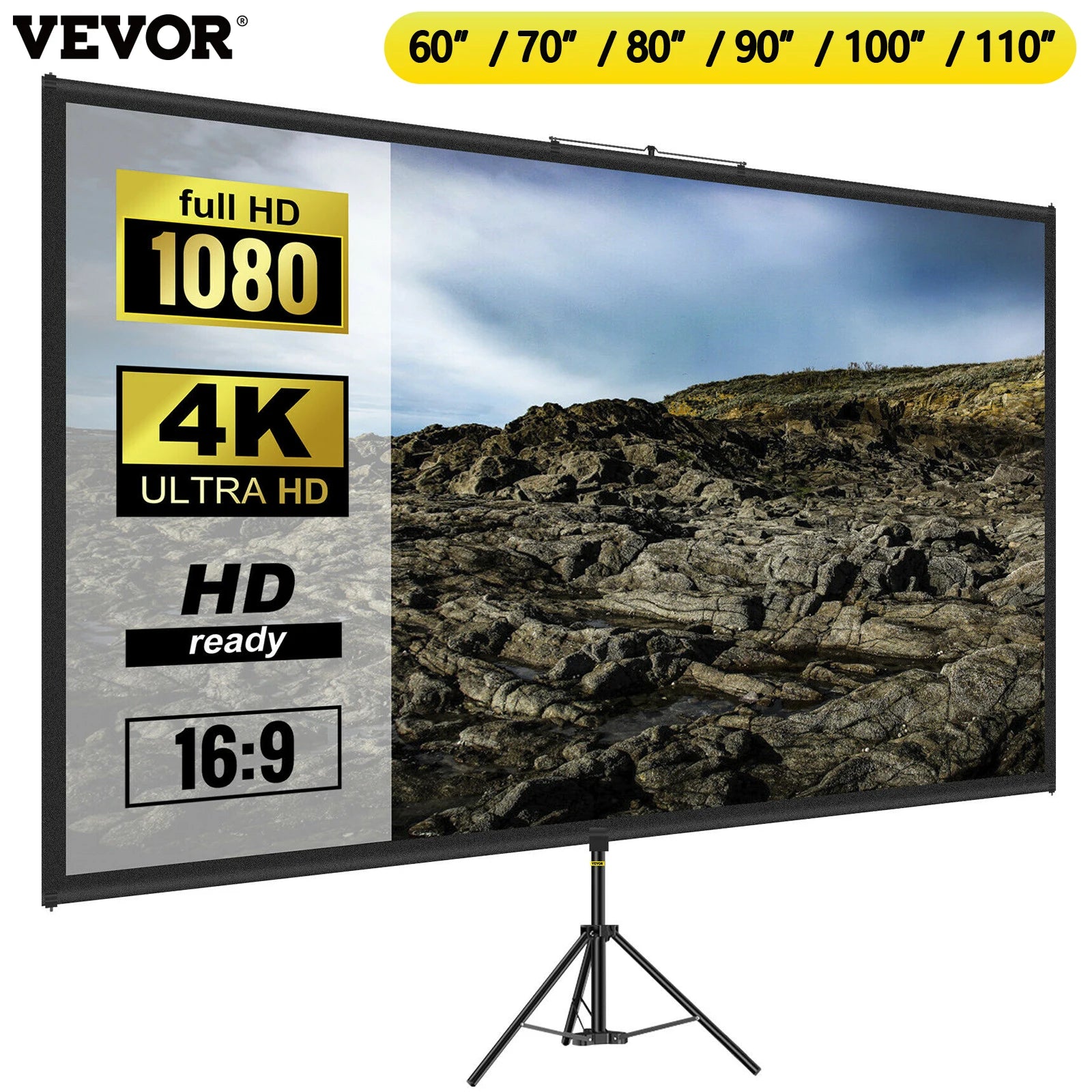 Portable 4K Projector Screen with Stand