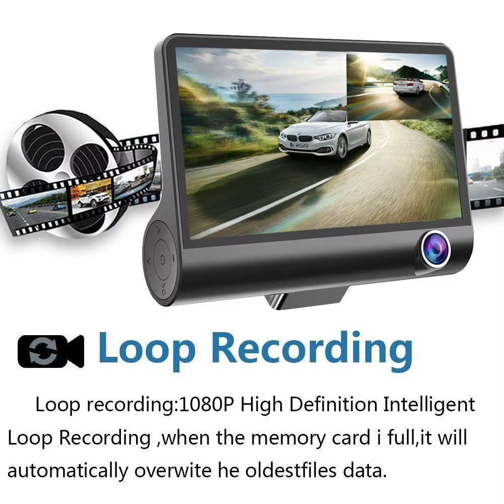 3-Camera Dash Cam with Front, Rear & Cabin Recording
