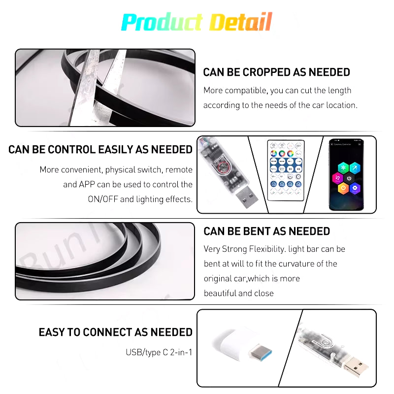 RGB Car Ambient Light Kit with App Control