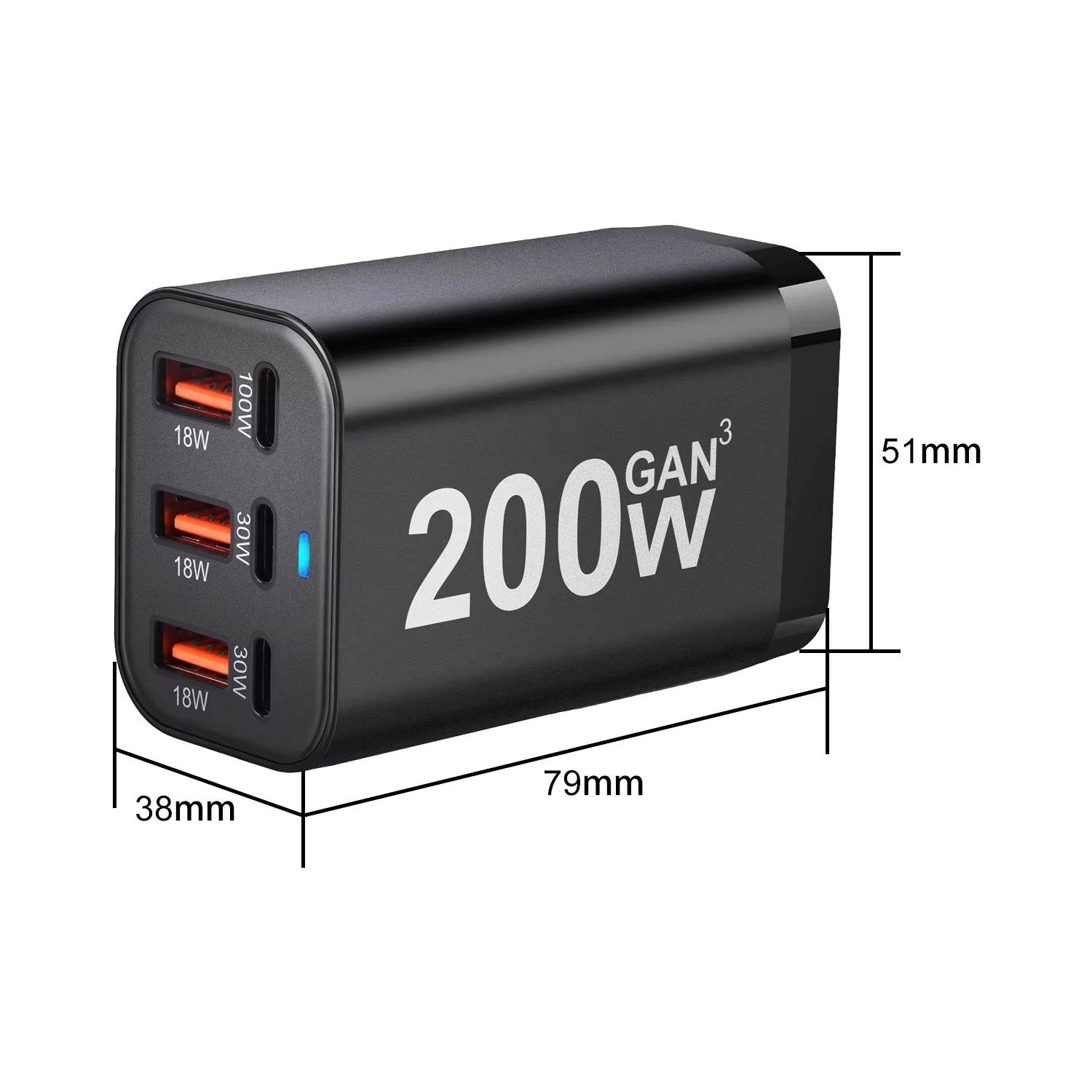 200W GaN Fast Charger with 6 USB Ports