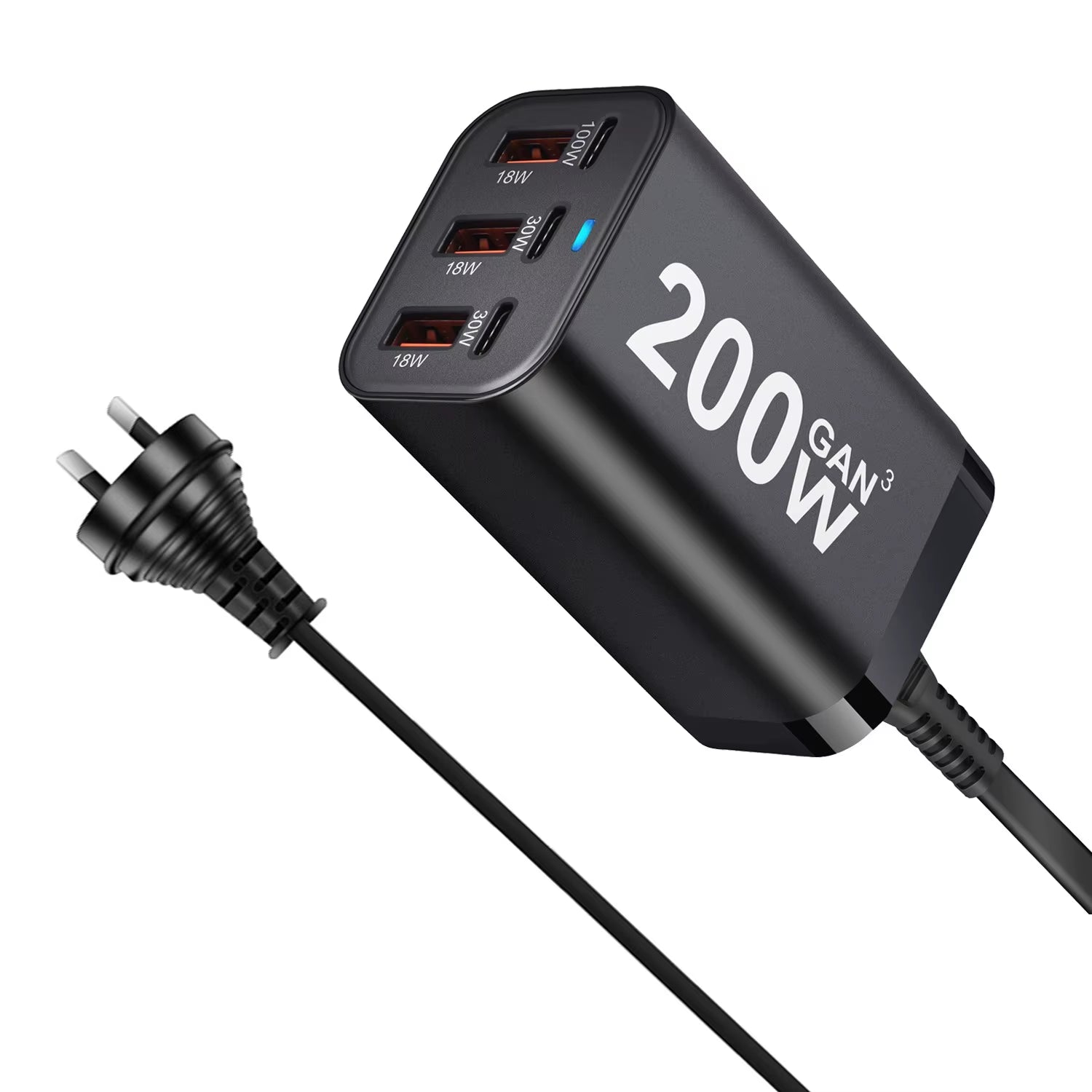200W GaN Fast Charger with 6 USB Ports